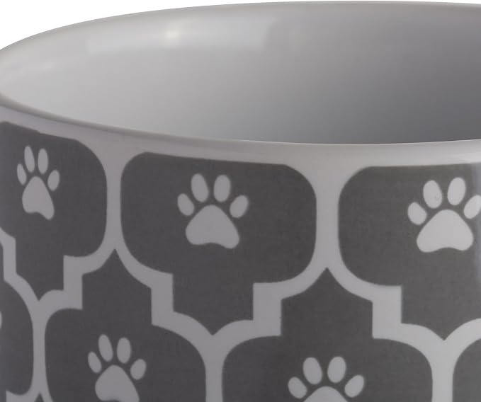 Bone Dry Lattice Collection Pet Bowl & Canister, Treat Canister, 4x6.5", Gray