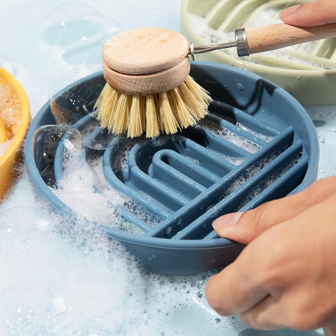 Should We Go? Slow Feeder Dog Bowls - Medium Size Silicone Slow Eating Dog Bowl for Puppies & Dogs with Suction Cup -Dishwasher-Safe, Lick Mat Design, Reduces Gulping,for All Breeds,7.5”x1.5”- Ocean