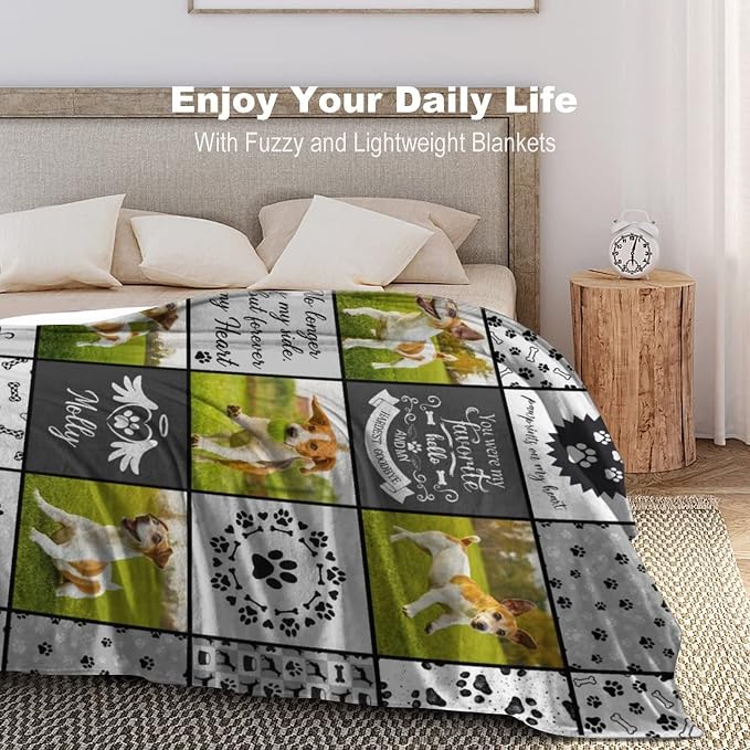 Artsadd Personalized Blanket with Picture in Memory of Dog Custom Photo Blanket Memorial Pet Loss Sympathy Gift