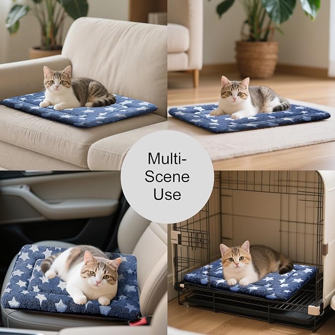 Dog Bed Mat, Reversible Crate Pad & Cute Dog Bed - Machine Washable Kennel Mat with Ultra Soft for Small Dogs & Cats