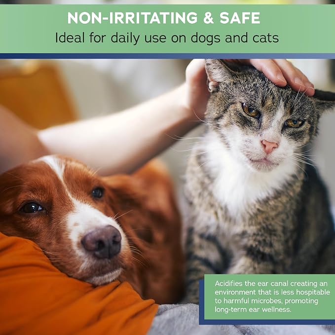 Ear Cleansing Solution - Sweet Pea Vanilla - 8oz | Ear Cleaner & Drying Solution for Dogs & Cats w/Aloe Vera to Wash Debris and Wax - Odor & Irritation Relief