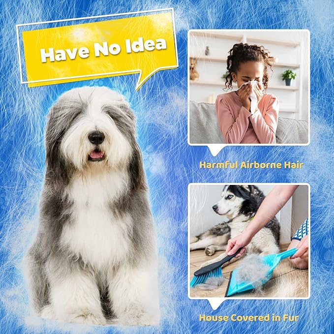 Pet Hair Removal Glove with 255 Silicone Tips for Dogs & Cats, 1 Pair Gray | 2-in-1 Deshedding & Massage Mitt, 5-Finger Flexible Design, for Bathing & Grooming, Safe for Long/Short/Curly Hair Pets