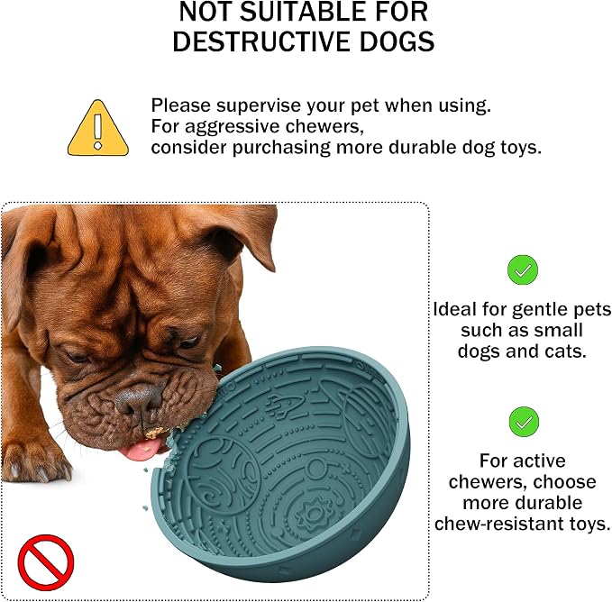 OHMO Slow Feeder Bowl Lick Mat for Dogs(Light Blue, 6.3") Interactive Soft Silicone w/Wobbly & Stable Galaxy Design, Reduces Pet Boredom Anxiety, Easy Clean