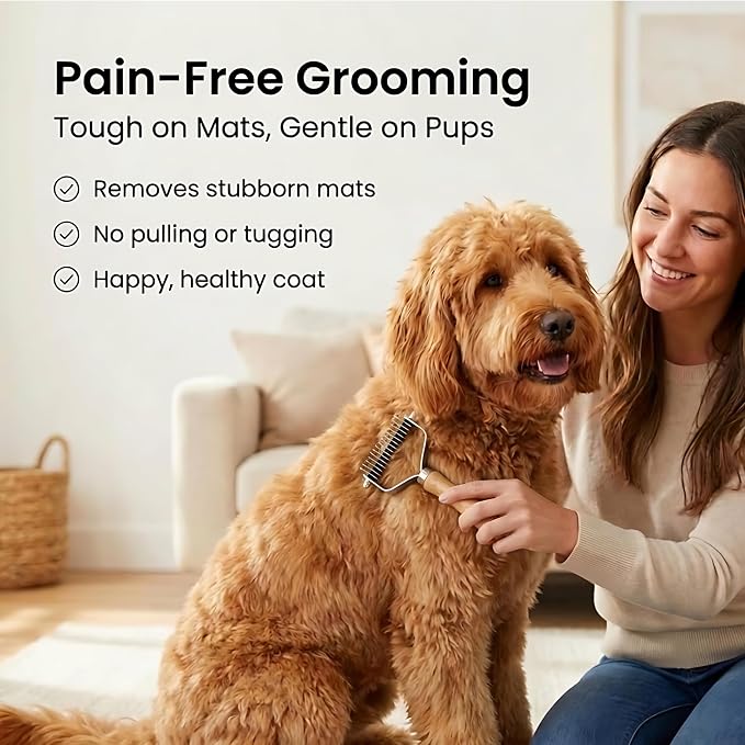 We Love Doodles Large Slicker Brush for Dogs & Dog Dematting Comb - Easily Remove Dog Tangles