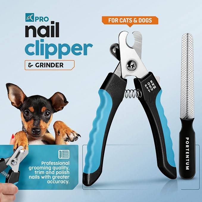 PORTENTUM Dog Nail Clippers for Large and Medium Breed (6") Professional Pet Nail Clipper Suitable for Cats, Rabbits and Guinea Pigs with Safety Lock and Protective Guard to Avoid Over Cutting