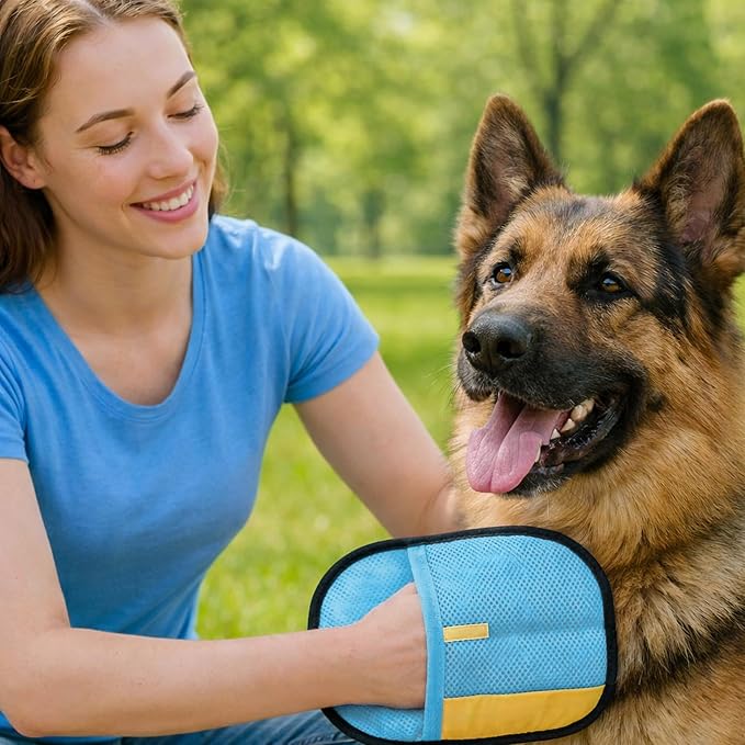 Pet Grooming Glove Set for Dogs & Cats – Premium Pet Hair Removal Glove with Free Nail Clippers & Nail File