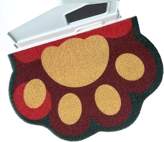 Cute Cat Litter Mat 24”x16”, Litter Box Mat, Litter Trapping Mat, Soft on Kitty Paws, Easy Clean, Anti Slip, Pet Accessories, Door Floor mats - Red Green60*40