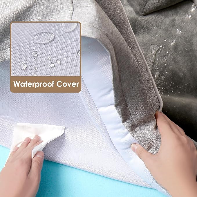 EHEYCIGA Orthopedic Dog Beds for Large Dogs, Waterproof Memory Foam Large Pet Bed with Sides, Non-Slip Bottom and Egg-Crate Foam Dog Couch Bed with Washable Removable Cover, Grey