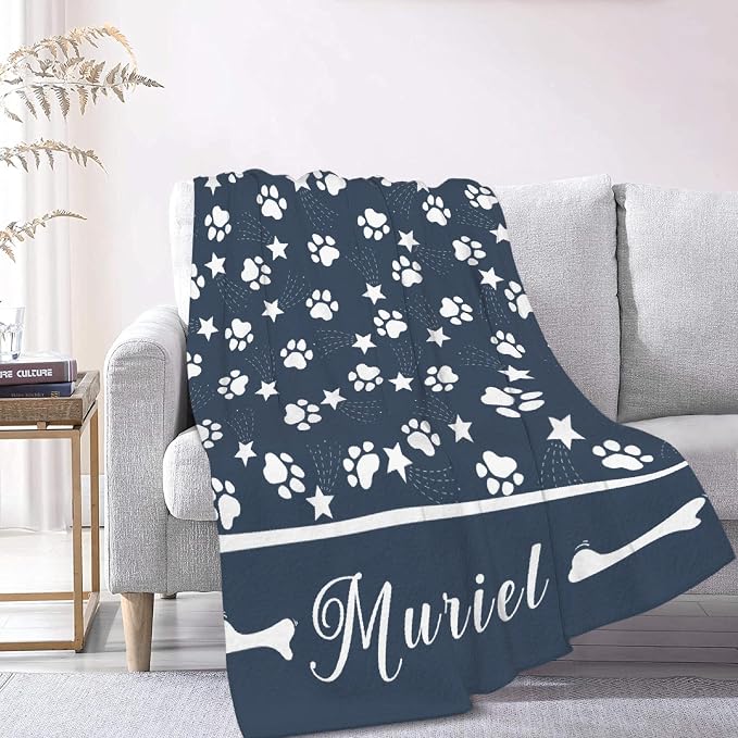 Custom Dog Blankets with Pictures, Personalized Name Blanket for Pets, Customized Pet Photo Throw,The Lightweight Blanket All-Season 50"x40" for Kids