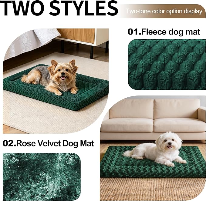 Dog Bed Mat, Reversible Crate Pads for Small/Medium/Large Dogs & Cats Sleeping, Portable & Soft, Dog Beds Crate Pad (Mix, S(24"*18"*1.5")) (Mixed Colors - B-4PCS, S(24"*18"*1.5"))
