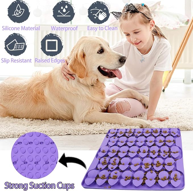 Snuffle Mat for Large Dogs,Silicone Slow Feeder Lick Mat for Slow Down Feeding,Encourages Natural Foraging Skill,Relieving Stress,Interactive Feed Game Toy for All Breed Dogs