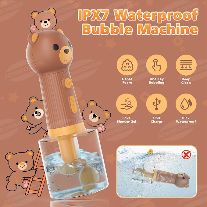Dog Shampoo Foamer, Electric Dog Soap Dispenser, Automatic Dog Shampoo Sprayer with Dog Bath Brush, Dog Bath Supplies - Outdoor Dog Shower Attachment for Bathtub for After Walk Pet Wash