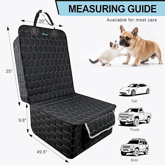 Meginc Front Seat Covers for Cars,Waterproof Car Seat Protector with Side Flaps 600D Fabric Front Seat Dog Cover for Trucks Vans SUVs Sedans, Non Slip Scratch Proof Seat Covers for Dogs in Car