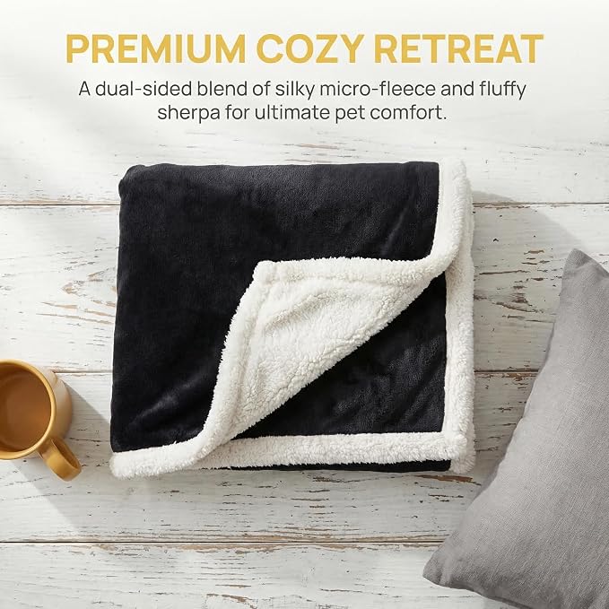 Kritter Planet Dog Blankets for Large Dogs, Soft Fluffy Fleece Pet Blankets for Couch, Sofa, Dog Beds, Car Seats, Creat, Washable, 50x60 inches, Black