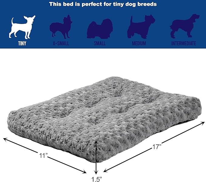 MidWest Homes for Pets XXS QuietTime Deluxe Gray Ombré Swirl Plush Pet Bed, Machine Washable, Non-Skid Bottom, Soft Crate Mat for 18-inch Crates