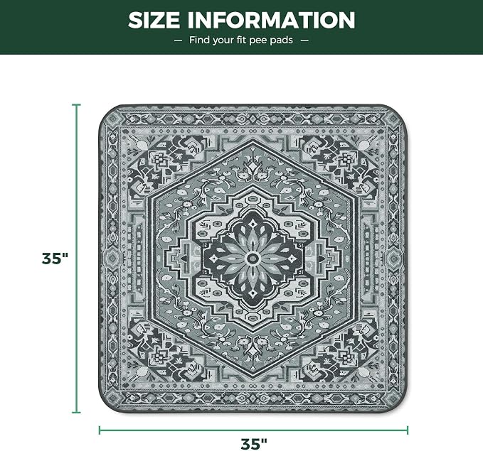 FXW Washable Pee Pads for Dogs, Super Absorbent, 35" Square, 2 Packs | Machine washable, Non-slip backing