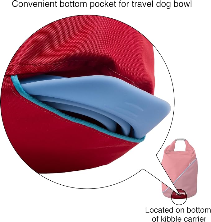 Kurgo Kibble Carrier - Portable Kibble Carrier - Compact Travel Storage - Dog Food Dry Bag - Camping Dog Storage - 5 lb Capacity - Chili Red