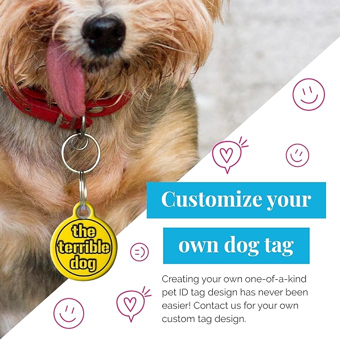 Red Motorcycle Pet ID Tag for Dogs and Cats, Silent Polymer Coated Nametag with Customized Identification Information - Large 1.25" Diameter
