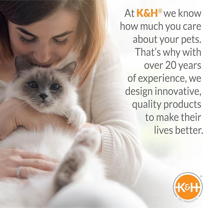 K&H Cat Window Perch, Heated Kitty Sill, Safety Listed, 24x14in, Fleece | Orthopedic Cat Window Hammock Bed Holds 40LBS, Washable Cover, Heated Kitty Windowsill Bed Seat for Indoors, Cream Fleece