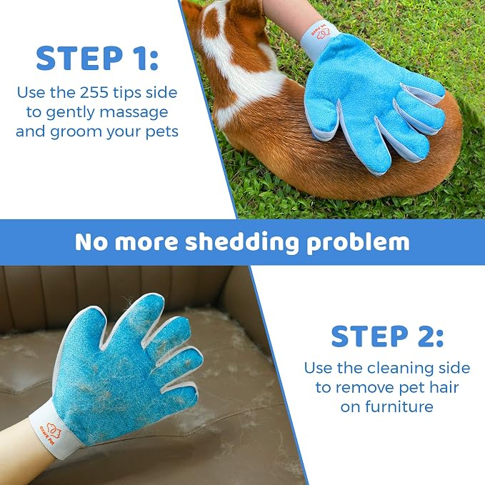 Grooming Brush for Dog/Cat with 2 Sided Grooming Brush for De-Shedding, De-Matting Reduces Shedding up to 95%, Great Short to Long Hair (Blue, Small Combo)