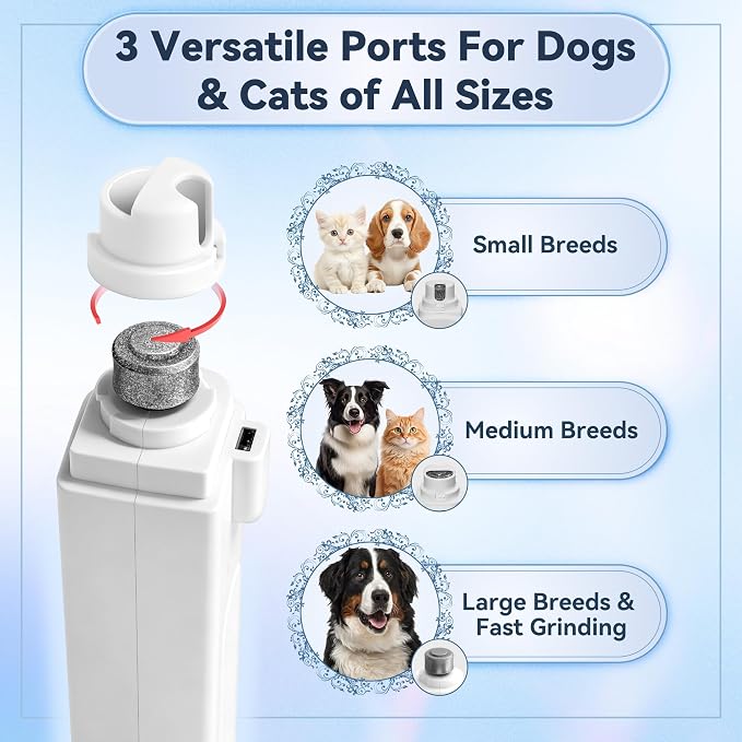 2-in-1 Quiet Electric Pet Nail Clipper & Grinder with Light for Dogs Cats | Dual LED Lights,3-Speed Grinder,Nail Clipping Splash Guard,Type-C Rechargeable,Quiet Design for Anxious Dogs & Cats