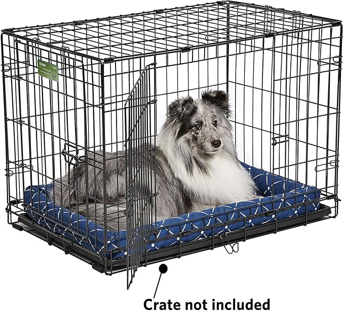 Midwest Homes for Pets 40230-BLD Quiet Time Couture Ashton Bolster Pet Bed, Medium Dog/30, Blue