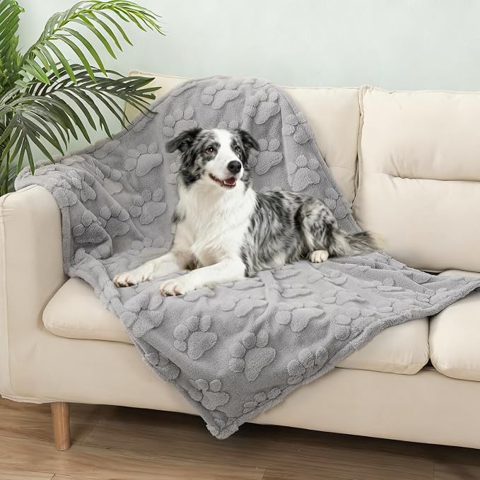 BEAUTYZOO Waterproof Dog Blankets for Large Dogs, Dog Blanket for Couch Sofa Bed, Super Soft Premium Coral Fleece Throw Cat Puppy Blanket, Reversible Furniture Protector, Washable Pet Blanket 32x40IN