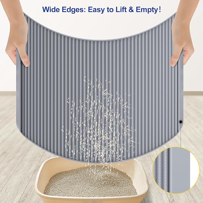 Filmicy Silicone Cat Litter Mat - 31' x 23' Waterproof Large Kitty Mat, Non-Slip, Durable, Easy Clean & Washable Cat Litter Tray Mat for Scatter Control
