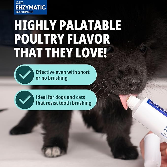 Virbac C.E.T.® Oral Hygiene Kit for Dogs | Poultry-flavor Toothpaste | Fingerbrush and Pet Toothbrush