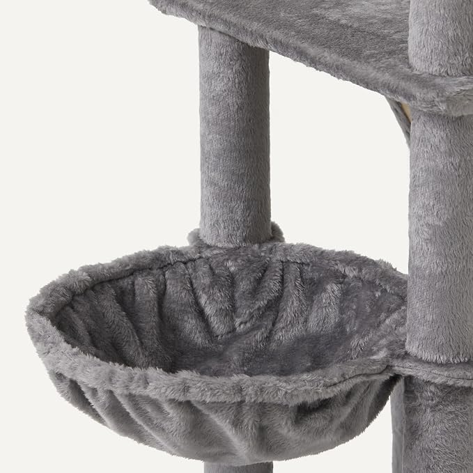 Amazon Basics Indoor Cat & Kittens Multi-Level Climbing Activity Tower with Scratching Posts, FSC Certified, 60.1" (152.7cm) H, Grey