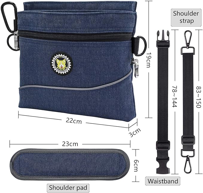Viklluyr Dog Treat Pouch Bag with Magnetic Closure, Dog Food Carrier with Removable Inner Pocket, Perfect Dog Training Bag for Agility Training - Including Carabiner