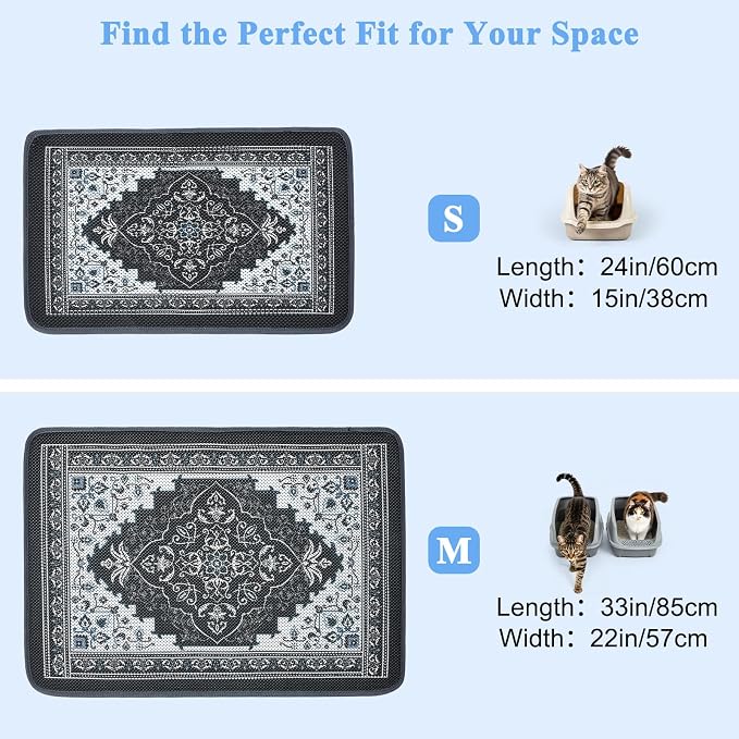 Unicorn Catcher 24"x15" Cat Litter Mat Machine Washable Litter Trapping Pad | Kitty Paw Friendly Padding With Breathable 3D Air Mesh Technology And A Non-Slip Base To Keep Home Floors Debris-Free