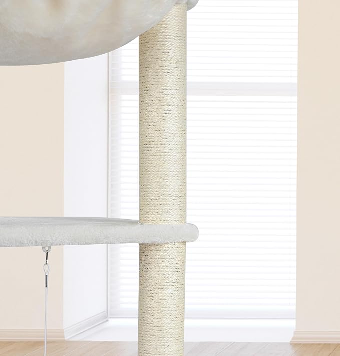 Wang Xin Four Layer Big Cat Tree with Huge Cat Condo and Two Hammocks Scratch Pad,Beige