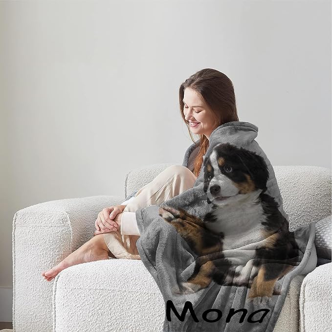 Personalized Dog Blanket, Customized Pet Blankets with Name Picture, Throw Blanket for Small Medium Large Dog Puppy Cat