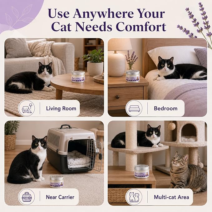 4 Pack Cat Pheromone Calming Diffuser Gel Relieve Anxiety | 8 Months Supply, Unplugged Help Reduce Fighting, Spraying & Scratching, Drug-Free & Safe Relaxation Solution