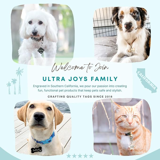 Ultra Joys Dog Tags Personalized for Pets - Hollow Paw Custom Pet ID Tag - Engraved Dog Tag for Large Dogs - Custom Your Own