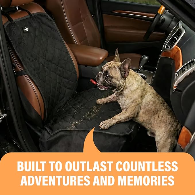 Active Pets Dog Car Seat Cover, Waterproof Front Seat Protector for SUV Truck Sedan, Pet Safety Travel Comfort System with Universal Fit, Grey