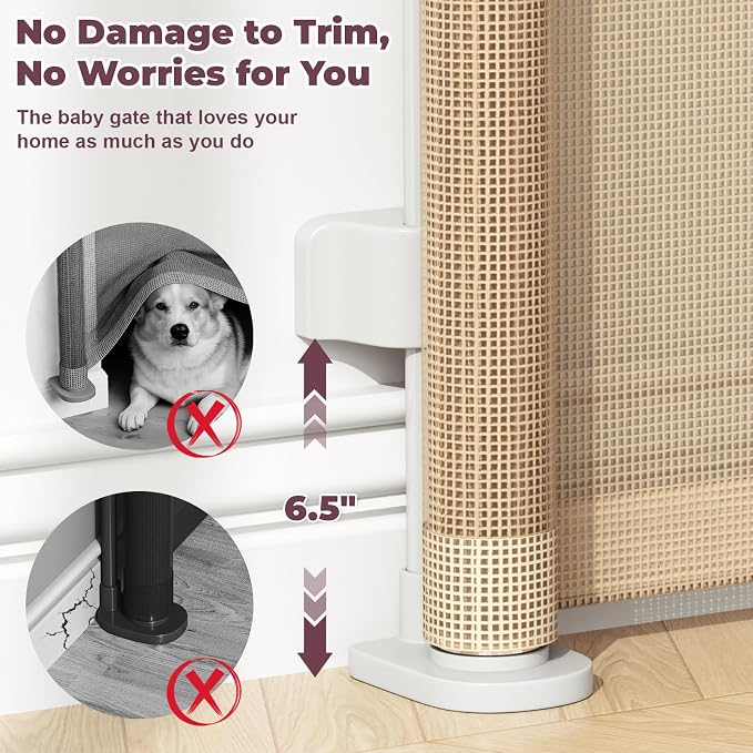 2Pack Retractable Baby Gates for Stairs, 58" Extra Wide Mesh Dog Gate for Doorways, Child Gate for Toddler Pet, Indoor and Outdoor Use, Easy Install, 34" Height, Beige