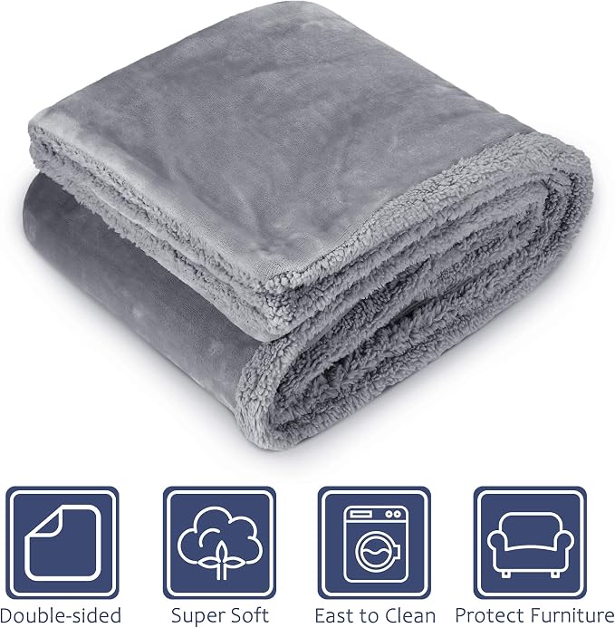 Dog Blankets for Large Dogs, Super Soft Warm Sherpa Fleece Plush Doggie Blankets and Throws for Small Medium Puppy Doggy Pet Cats，50x60 inches