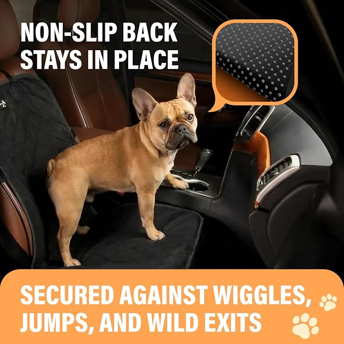 Active Pets Dog Car Seat Cover, Waterproof Front Seat Protector for SUV Truck Sedan, Pet Safety Travel Comfort System with Universal Fit, Black
