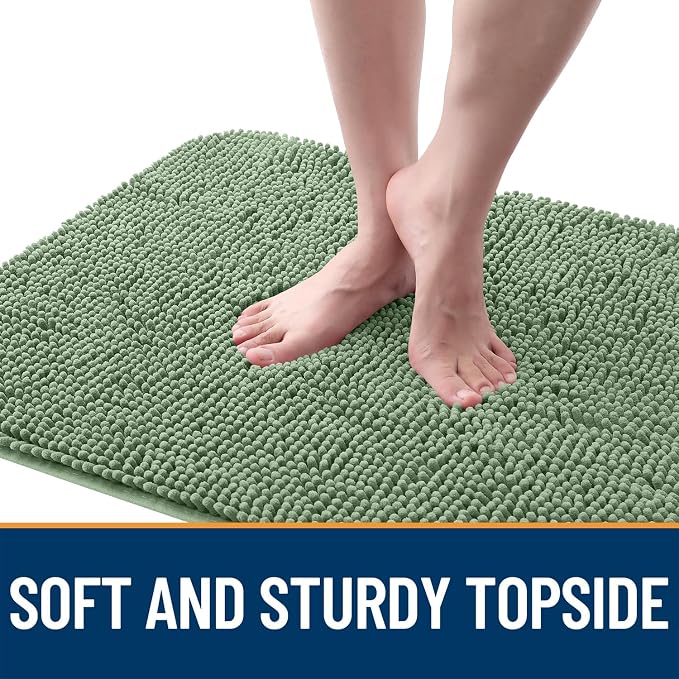 OLANLY Dog Door Mat for Muddy Paws 50x30, Super Absorbent Chenille Mud Mat | Olive Green, Absorbs Moisture and Dirt, Non-Slip Machine Washable Doormat, Quick-Drying Indoor Entryway Floor Carpet for Dogs