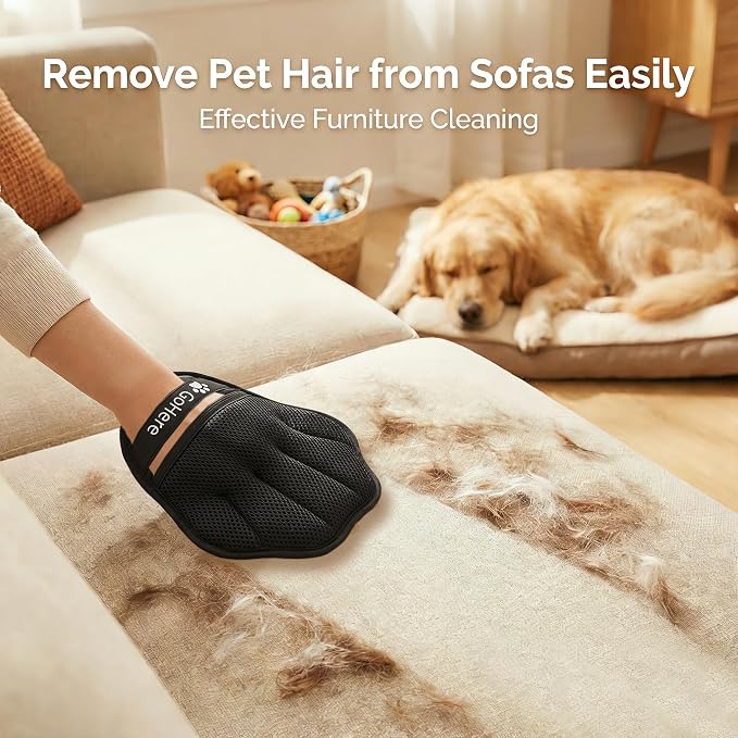 GoHere Pet Hair Removal Glove, Magic Brush Electrostatic Mitt for Cats & Dogs, Reusable Grooming Gloves, Pet Hair Remover Tool for Couch, Carpet, Clothes, Car Seat, Laundry