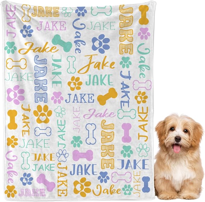 Custom Dog Blankets with Pictures, Personalized Name Blanket for Pets, Customized Pet Photo Throw,The Lightweight Blanket All-Season 40"x30"for Pet