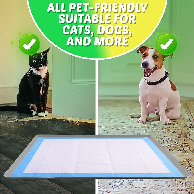 TidyFriend Dog Pee Pad Holder Tray Fits for 28” x 34” Wee Wee Pee Pads - Stable Grip, Raised Edges, Quick-Wipe Silicone Surface Dog Potty Tray Holder for Indoor Flooring Protection (Light Grey)
