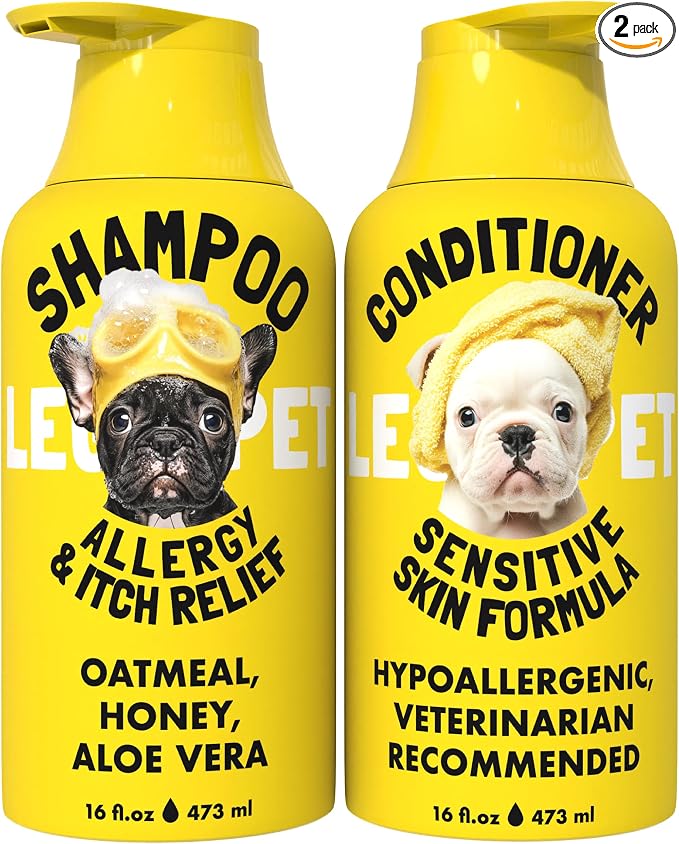 LEGITPET Oatmeal Dog Shampoo & Conditioner Set for Itchy Skin, 2 x 16 oz | Colloidal oatmeal, aloe and honey help soothe itchy, allergy-prone, dry and sensitive skin while conditioning the coat.