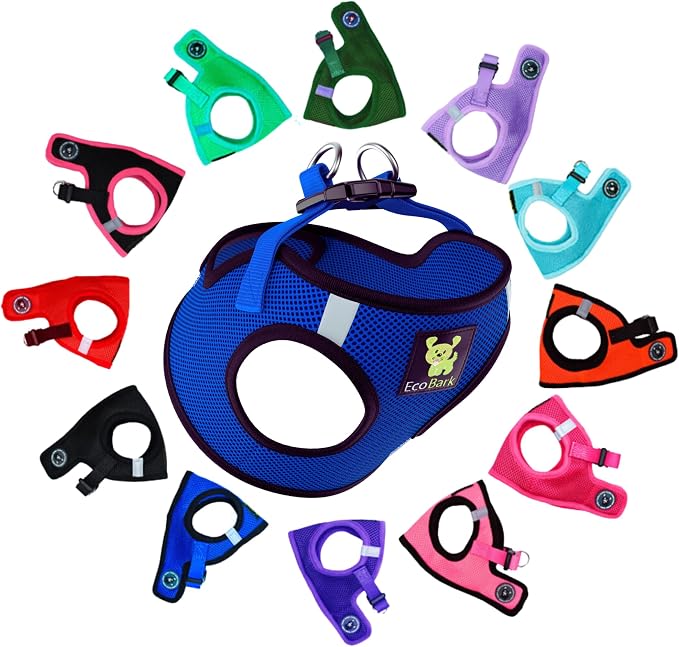 EcoBark Step in Dog Harness - Luxury Soft Mesh Harnesses for Dogs Under 26 lbs - Reflective, Comfortable & Secure Halter Pet Vest (Royal Blue, XL)