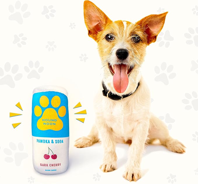 Bark Bros - Hound Noon - Two Pack Plush Squeaky Dog Toys Funny Drink Parody - Alcohol Dog Toy - Dog Birthday Toy - Cute Dog Toys - Beer Dog Toy - Puppy Gifts (Hound Noon Pawdka & Soda)