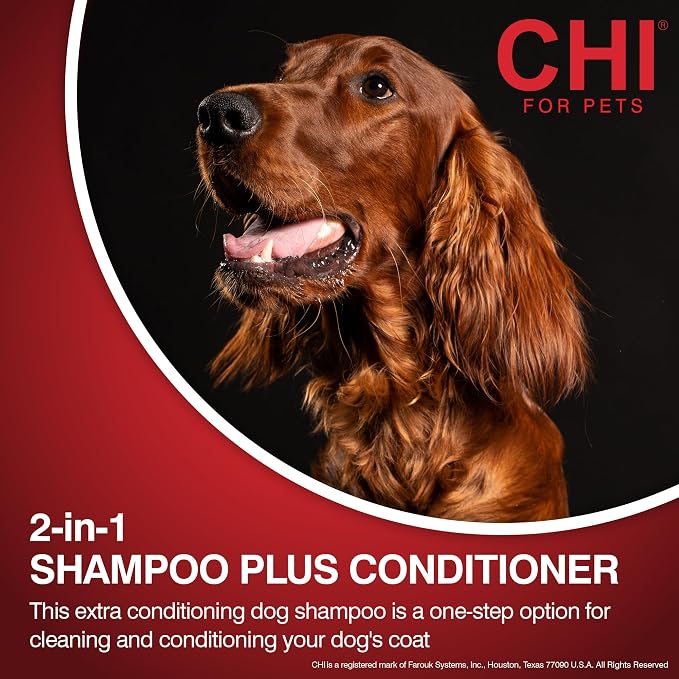 CHI for Dogs Gentle 2-in-1 Shampoo and Conditioner, Ionic Technology pH Balanced Dog Wash with Silk and Milk Proteins, Sulfate and Paraben Free, All Coats and Breeds, 16 Fl Oz