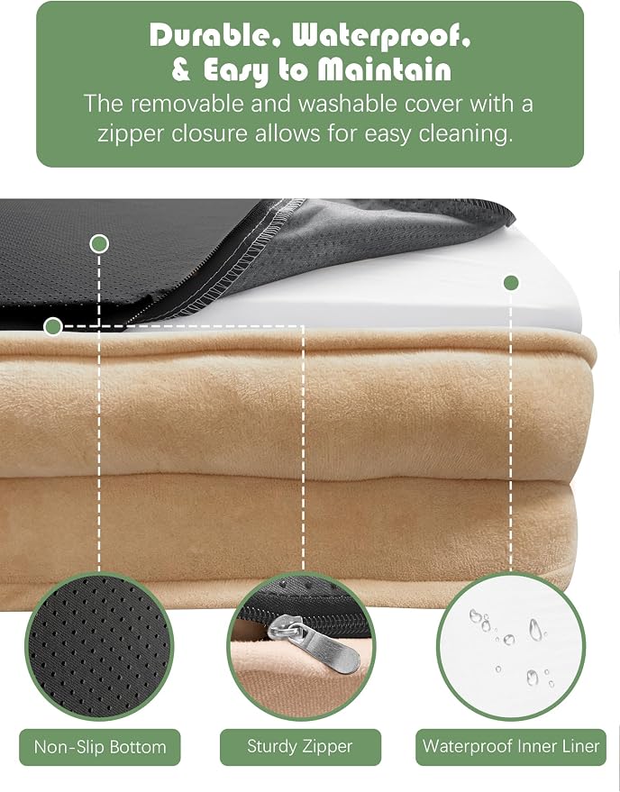 Spotted Play Orthopedic Dog Bed with Sides - Sofa Beds for Extra Large Dogs, Supportive Foam Pet Couch Bed with Washable Removable Cover, Waterproof Lining and Non-Slip Bottom, Brown - XL-Plus