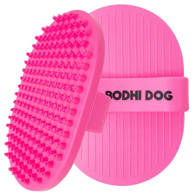 Bodhi Dog Shampoo Brush - Pet Grooming & Bath Supplies for Dogs and Cats - Bath Brush for Long & Short Hair - Premium Scrubber for Shower, Showerhead, Sprayer & Bathing (Two Pack, Pink)